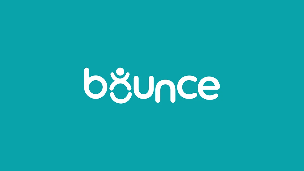 Bounce wordmark on teal — the primary logo lockup