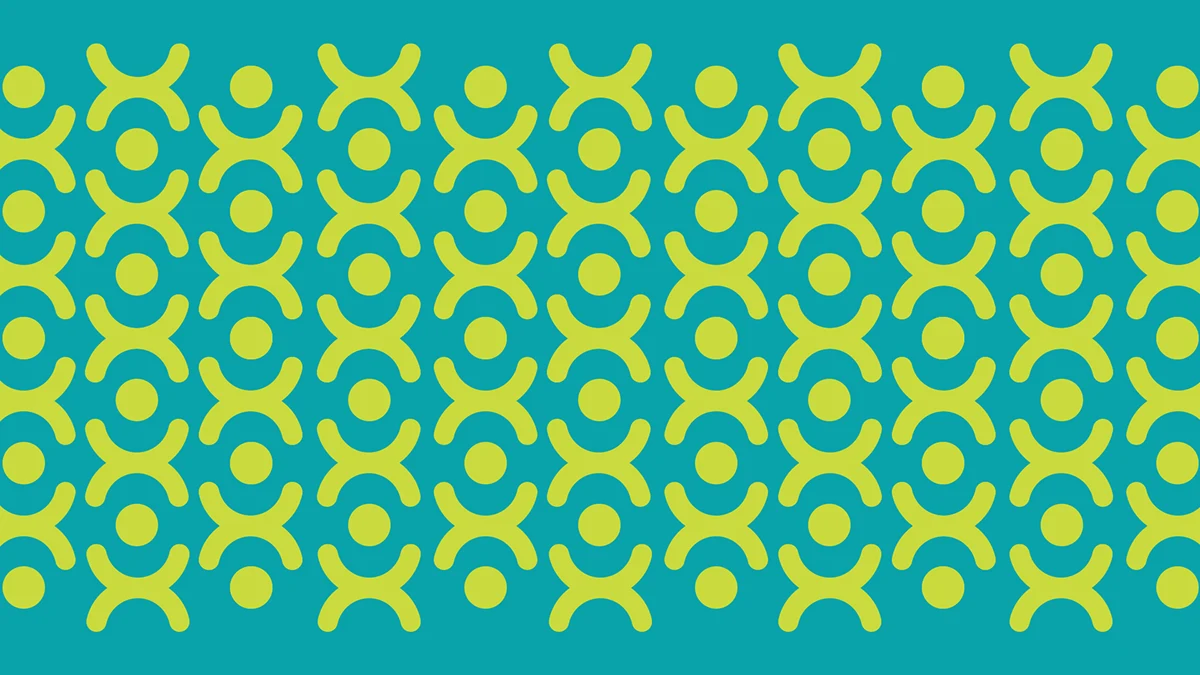 Bounce pattern — mark-derived tile in lime and teal