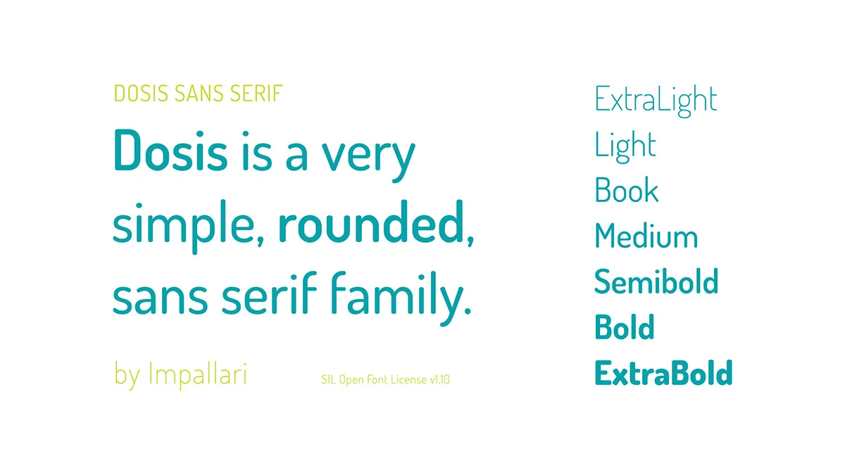 Typography system — Dosis Sans Serif by Impallari, all weights