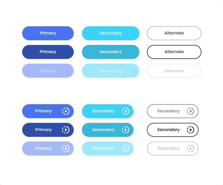 Button components — primary, secondary, alternate states